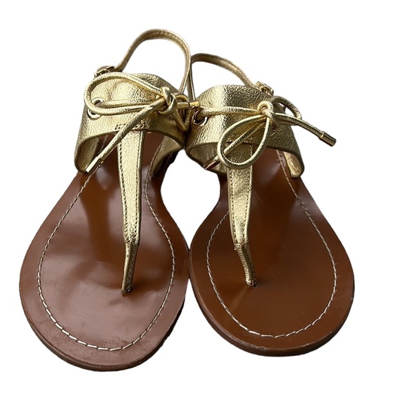 Kate Spade Carolina Metallic Gold Bow Thong Sandals - 7.5 - Picture 6 of 14